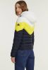 Superdry gewatteerde jas Colour Block Fuji donkerblauw/geel/wit online kopen